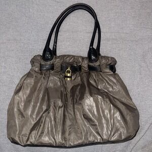 Mitzi Baker Vintage Designer Bag - Puffer Nylon & Leather Army Green 17W 13L